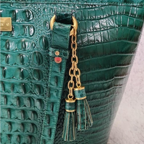 🌴SALE! HARD TO FIND! Brahmin Croc Embossed Leather Green Medium Asher Melbourne! - Picture 4 of 13